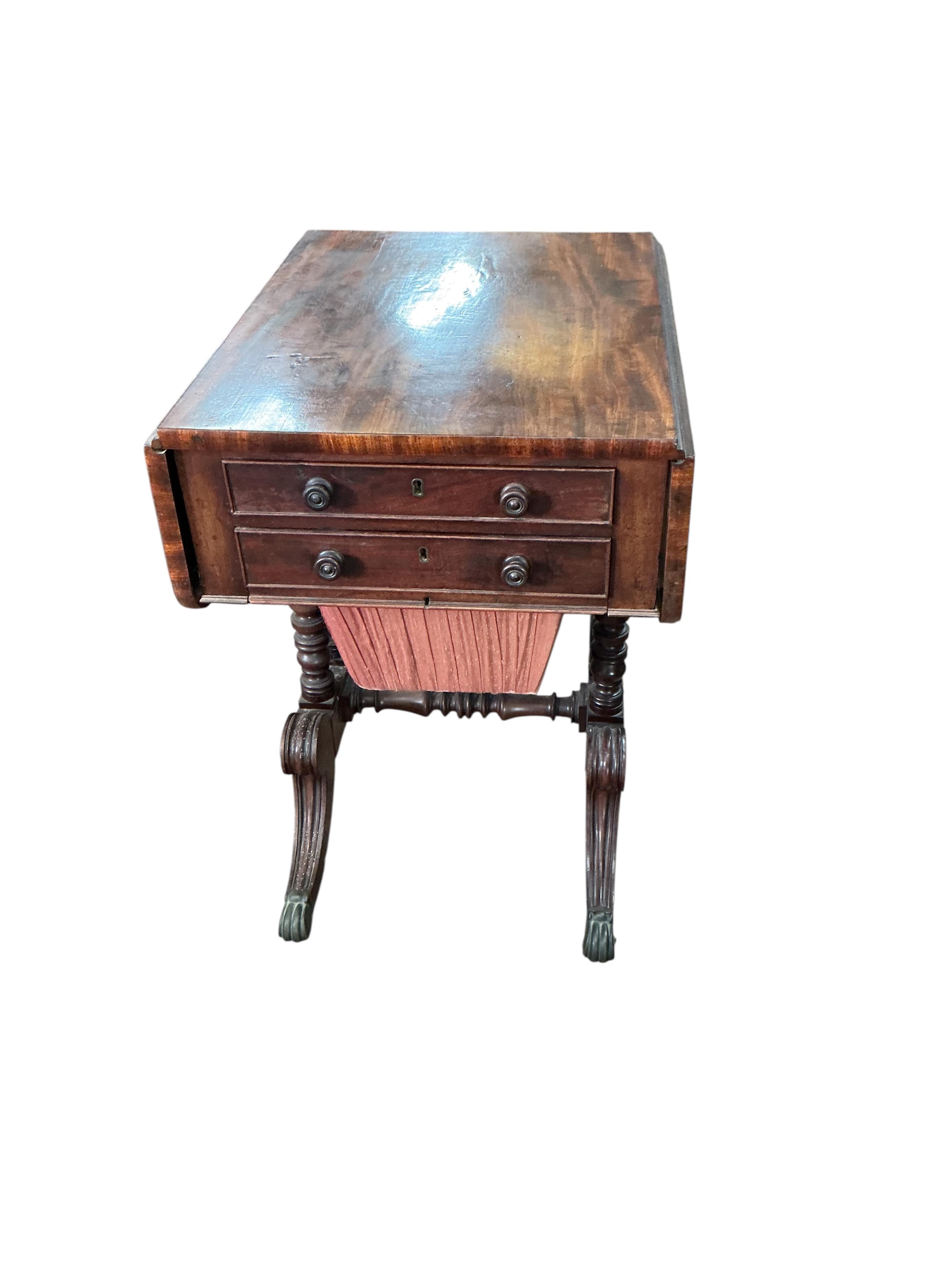 A Regency mahogany drop flap work table, width 48cm, depth 60cm, height 70cm